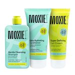 Moxie Beauty Just-The-Essentials Curly Trio | Boosts Curl Definition & Retains 96% Moisture | Gentle Cleansing Shampoo (200ml), Ultra Hydrating Conditioner (175ml) & Super Defining Curl Cream (120ml)