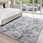 Cinknots Area Rugs Fluffy Carpet Modern Living Room Bedroom Baby Nursery Dorm Soft Non-slip Carpet Large Modern Indoor Shaggy Carpet Room Home Décor (Grey White, 3.9'x 5.2'（120 * 160cm）)