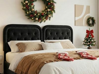 Beyetsea Tufted Upholstered Headboard King Size, Button Adjustable Height King Head Board Only, Sturdy and Durable Solid Wood with Nailhead Trim Headboards, Ideal for Bedroom, Dorm, Guest Room,Black