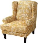 ele ELEOPTION Wingback Chair Cover 2-Piece Stretch Jacquard Wing Chair Cover Twill Wing Chair Slipcover Solid Colour Armchair Cover Washable & Anti-wrinkle Sofa Cover Furniture Protector