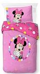 Jay Franco Disney Minnie Mouse Pink 100% Cotton Single Duvet Cover Set - Includes 50 x 70 cm Pillowcase