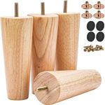 Btowin 8 inch Solid Wood Furniture Legs, 4Pcs Mid-Century Modern Wooden Replacement Feet with Threaded 5/16'' Hanger Bolts & Mounting Plate & Screws for Sofa Couch Armchair Cabinet TV Stand