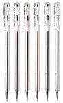 Pentel Black Superb Ballpoint Pen Ball Point Pens 0.7mm Nib Tip 0.25mm Line Width Fine Line Refillable Ink BK77 (Pack Of 6)