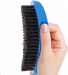 Medium Palm Wave Brush with Pure Black Boar Bristles - For Men's 360 Waves on Thin and Normal Hair (Blue)