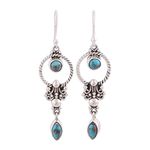 Cngstar Boho Vintage Rotating Water Droplets Pear Shape Dangle Hook Drop Earrings for Women Blue Rhinestone Wedding Ethnic Jewelry Gifts, Rhinestone