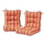 Greendale Home Fashions Set Seat/Back Chair Cushion, 2 Count (Pack of 1), Coral Stripe