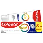 Colgate Total Whitening Toothpaste 125ml | stronger 24-hour bacterial defence* | long-lasting active protection* | effectively removes surface stains | 8 benefits for complete protection