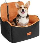 Vivifying Dog Car Seat, Memory Foam Dog Booster Seat for Small&Medium Up to 16KG, Detachable and Washable, 10CM Height Elevated with Storage Pockets (Black&Brown)