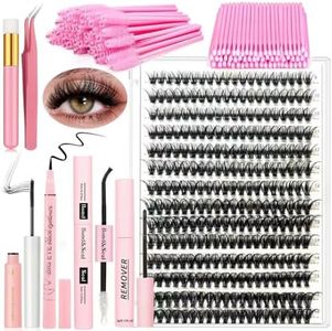 Kit de Expansión de Pestañas DIY 280 Pcs 9-16mm de Longitud 40D Grupo de Pestañas Individuale Unido y Sellador Removedor de Pegament Delineador Ocular Rímel Pinzas