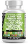 Clean Nutraceuticals Slippery Elm Psyllium Husk Pre Probiotic Digestive Gut Health Supplement with Aloe Vera Cascara Sagrada Marshmallow Root DGL Licorice Senna Extract