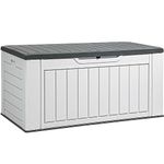 DWVO XL 160 Gallon Large Deck Box, Waterproof Outdoor Storage Box for Patio Furniture Cushions, Garden Tools and Pool Supplies,Weather Resistant Resin, Lockable, Light Grey