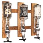 Gesonlinka 3 Bottles Wall Mounted Liquor Dispenser,Drink Beverage Alcohol Wine Dispenser Bottle Wood Wall Shelf for Home Bar,Glass Drink Whiskey Dispenser for Parties(3 Dispensers),Silver