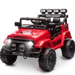 Kids Ride On Car, 12V Battery-Powered Toy Car with Remote Control, 1-2 Seater Kids Electric Ride on Truck Music Horn LED Lights 4 Spring Suspension Wheels Vehicle Toy for Children (Red)