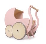 Kinderfeets Pram Walker - Toy Stroller for Babies, Kids, and Toddlers | Sustainable and Eco-Friendly | 2-in-1 Walker and Stroller Design | Storage Space for Stuffed Animals | 12 Months up (Rose)