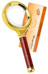 Royals Golden Magnifying Lens for Reading Books/Newspapers and Magnifier Glass | Antique Handheld Magnifier Glass |