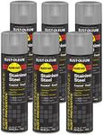 Rust-Oleum V2119838 High Performance V2100 System Rust Preventive Enamel Spray Paint, 20 fl. oz. container, 15 oz. fill,, Stainless Steel, 6-Pack