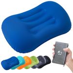 Cirorld Camping Pillow Lightweight Compact Inflatable Air Travel Pillow with Ergonomic Support for Camp Backpacking Hiking Camping Essentials & Accessories (Blue)