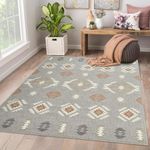 AMEHA Area Rugs for Bedroom - Grey Rug Living Room 80x150 Cm Modern Floor Carpet - Geometric Style Tribal Pattern Non Shedding Durable Super Soft Rugs (Nova)