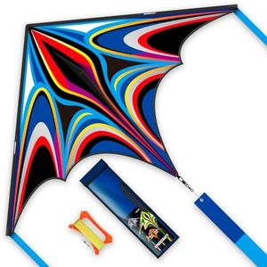 SGftre Blue Large Delta Kites Flying Toys Easy to Fly，Huge Kite for Kids and Adults，Comes with 328ft String Kite Handle，Beach Kite Family Outdoor Toy (Power Triancle-Blue)