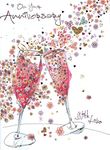 On Your Anniversary Card from Cherry Orchard - Decorative Champagne Flutes - Foil & Flitter Finish