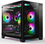 iONZ PC Gaming Case Micro ATX Mid Tower - Dual Chamber Dynamic Series | Airflow Tempered Glass (with 3 x ARGB Fans, Black)