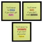 Indianara 3 Piece Set of Framed Wall Hanging Hurt Mistakes Failure Motivational Spiritual Art Prints 8.7 INCH X 8.7 INCH Without Glass