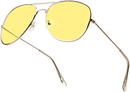 Sunny Pro Aviator Sunglasses Colored Tinted Lens Glasses Metal UV400 Protection Yellow Size: Medium