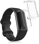 kwmobile Case Compatible with Fitbit Charge 6 / Charge 5 Case - 2X TPU Silicone Fitness Tracker Cover - Transparent