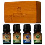 Ecodrop Herbaceous Essential Oil Collection - 4x 5ml Bottles Set | Pure, Natural & Organic Therapeutic Grade Aromatherapy Rosemary, Thyme, Peppermint & Oregano Essential Oil Immunity Diffuser Gift Kit