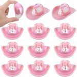 Shappy 12 Pcs 21st Birthday Mini Western Cowboy Cowgirl Hats Neon Pink Mini Cowboy Hats Mini Party Hats Miniature Cute Doll hat for Dollhouse 21st Birthday Cowboy Cowgirl Party Decorations