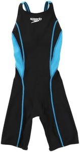 Speedo Flex Zero II Junior Openback Kneeskin Girls' FINA Approved SCG12206F Race Swimsuit Black/Turquoise