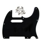 FLEOR 8 Hole 3Ply Black TL Pickguard Single Coil Neck Hole Cut Guard Plate with Mounting Screws for U.S./Mexican Standard TL TE Plate Replacement