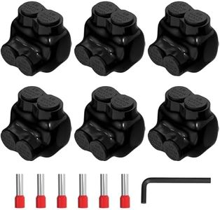 Joinfworld 2 Port Insulated Multi Tap Connector 1/0-14 AWG Aluminum to Copper Wire Connectors Single Side Entry Black Electrical Cable Connectors with Slotted Allen Hex - 6 Pack