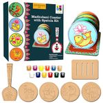 Swagstation Madhubani Art Kit,Pre Marked Tea Coaster With Spatula For Painting,Birthday Gifts For Girls 9-12, Art Kit For Adults,Coaster With Spatula Kit - 07 - Brown