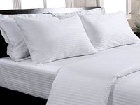 Trance Home Linen Zippered 100% Cotton 200TC Satin Stripe King Size Duvet Cover Quilt Cover Blanket Cover Razai Comforter Cover with 2 Pillow Covers (102 x 110 inch, White)