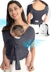 Konny Baby Carrier FLEX AirMesh - Adjustable Air-Mesh Carrier, Hassle-Free, Easy to Wear Infant Sling Wrap, Perfect for Newborn Babies up to 44 lbs Toddlers (XS-XL) - Charcoal