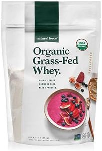 Natural Force Organic Whey Protein Powder – Grass Fed, Clean, Lab Tested *Pure Unflavored* 13.8 oz. A2 Protein Concentrate – Certified Keto, Paleo Friendly, Non-GMO and Humane
