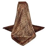 Large Square Black Tan Brown Leopard Cheetah Animal Print Polyester Silk Scarf Women's Scarves Hijab Shawl Pashmina Headband Bandana 36" x 36" inches (3' Feet!) Square, Multicolor, One Size