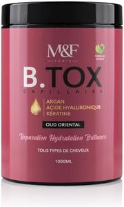 M&F Paris - B.TOX Capillaire Professionnel, Masque à la Kératine, Argan, Acide hyaluronique, Sans Sulfates, Parabènes Formol, Masque Hydratant, Réparateur, Lissant, Soin Tous Types de Cheveux, 1000 ml