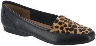 ARRAY Women’s Freedom Leather Slip-On Dress Flat, 10.5 N (Narrow), Black Leopard