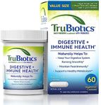 TruBiotics Probiotics for Digestive & Immune Health, Supports Regularity & Helps Relieve Abdominal Discomfort, Gas & Bloating, 2 Clinically Studied Probiotic Strains, Plus Prebiotics, 60 Capsules