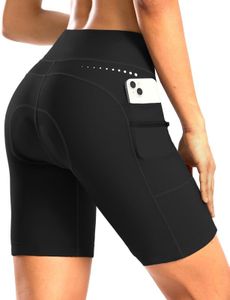 Women's 4D Padded Bike Shorts 7 Inch Cycling Bicycle Spinning Mountain Cycle Shorts for Women Zipper Pockets(Black,M)
