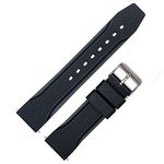 Marathon Watch 22mm Vulcanized Rubber Textured Watch Band/Strap - Made in Italy - WW005015 (Black), Textured Black - Two Piece, 22mm, Military