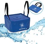 AktivPlus® Robust Folding Bucket with 16 L or 21 L Capacity (Blue), Reinforced Corners as a Foldable Bucket, for Camping, Fishing, can be Used as a Washing Bowl and Washing Bowl, Folding Bowl