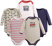 Luvable Friends Baby Infant 5-Pack Long Sleeve Hanging Bodysuit, Speedy, 3-6 Months