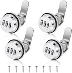 4 Pieces Security Combination Cam Lock 30mm Silver Coded Cabinet Lock Metal Security Locks Bright Chrome Zinc Alloy Password Lock for Cabinet Deposit Box