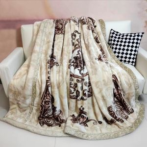 UGFJMN 3.5KG Heavy Korean Mink Blanket 200x230cm Silky Soft and Warm, 2 Ply Raschel Bed Blanket for The Cold Night