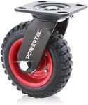 POWERTEC 6 Inch Caster Wheels, Heavy Duty Swivel Plate Casters with Rubber Knobby Tread for Workbench, Dolly, Cart, Trolley, Wagon and Chicken Coop, Large Rubber Castor Wheels, 1PK (17050)