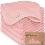 6-Pack Organic Baby Washcloths - Soft Viscose from Bamboo Washcloth, Baby Wash Cloths, Baby Wash Cloth for Newborn, Kids, Bath Baby Towels, Face Towel, Face Cloths for Washing Face (Rosy)