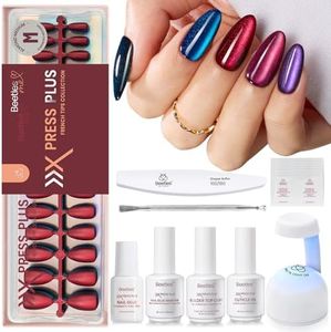 Beetles Cat Eye Nails Kit - Enchanted Aurora | 7 Colors Cat Eye Press On Nails Medium Almond | 224Pcs 16 Sizes All-in-One Kit With Nail Glue,Remover,Builder Top Coat,Nail Lamp Gift